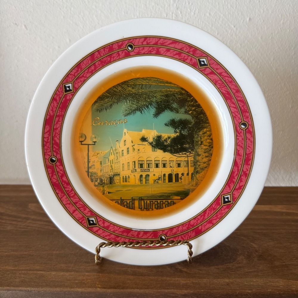 Vintage Bormioli Rocco Curacao Caribbean Souvenir Plate Spain